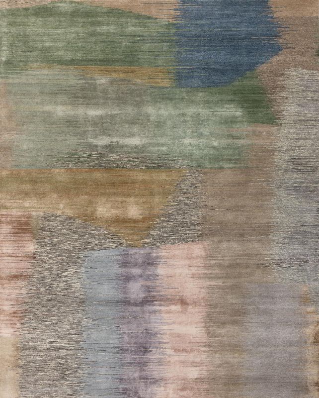 Индийский ковер из бамбукового шёлка, шерсти и хлопка Carpet «CHAOS THEORY» ESKM07-NTAUPE-FDENIM 246 x 307 см фото 1