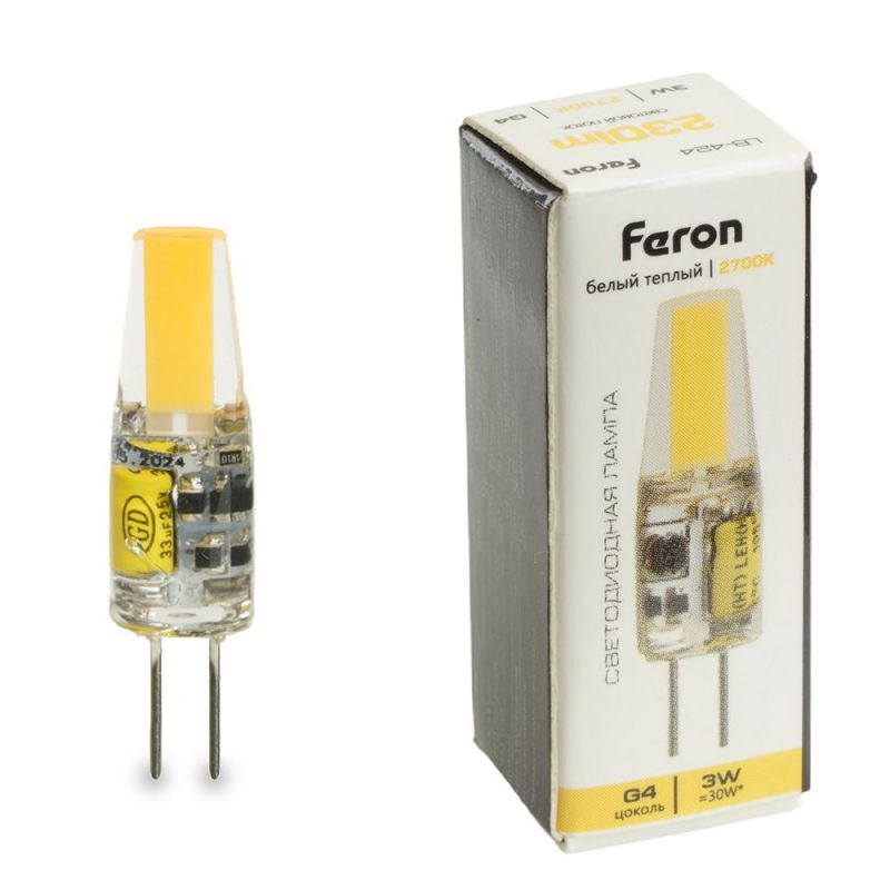 Лампа светодиодная Feron LB-424 G4 3W 12V 2700K 51170 фото 1