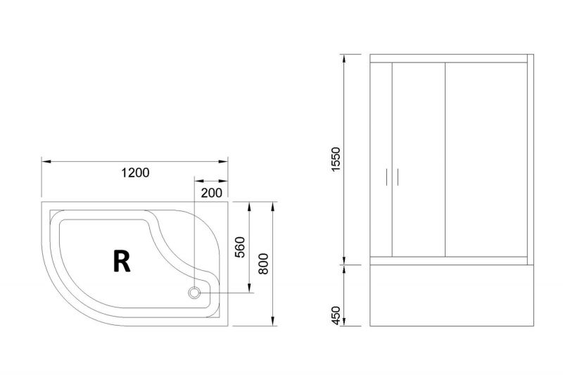 Душевой угол Royal Bath  BK RB8120BK-C-R