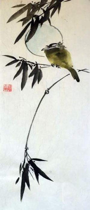 Картина "Спящая птица, бамбук и луна" Николай Мишуков
