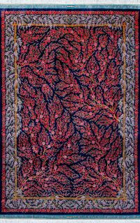 Иранский ковер из шёлка и модала Carpet «MASTERPIECE QUM» 018-21-HERMES NAVY ROSE 202 x 303 см