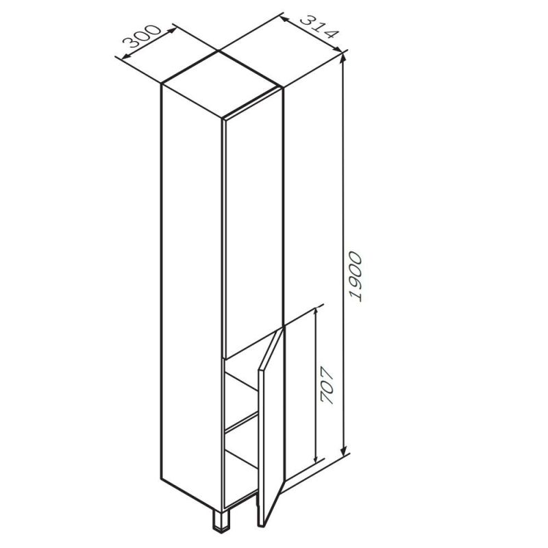 Пенал напольный AM.PM Gem M90CSR0306HF, 30 см, орех, R