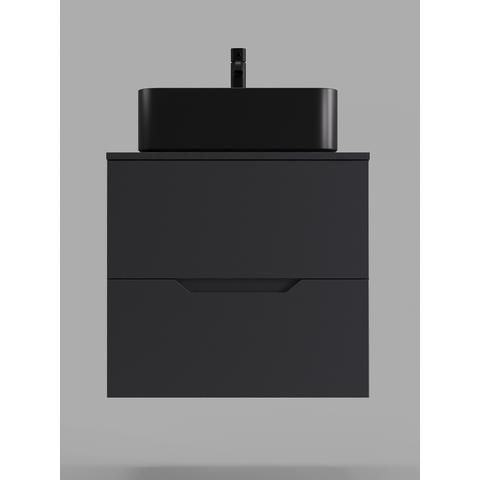 Тумба подвесная с раковиной Orange Line Li-60TugMDF+B02-460MB, 60 см, графит/черная фото 5