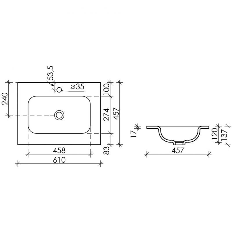 Раковина-столешница мебельная Ceramica Nova Grace CN7011MB черный матовый (для комплекта) фото 3