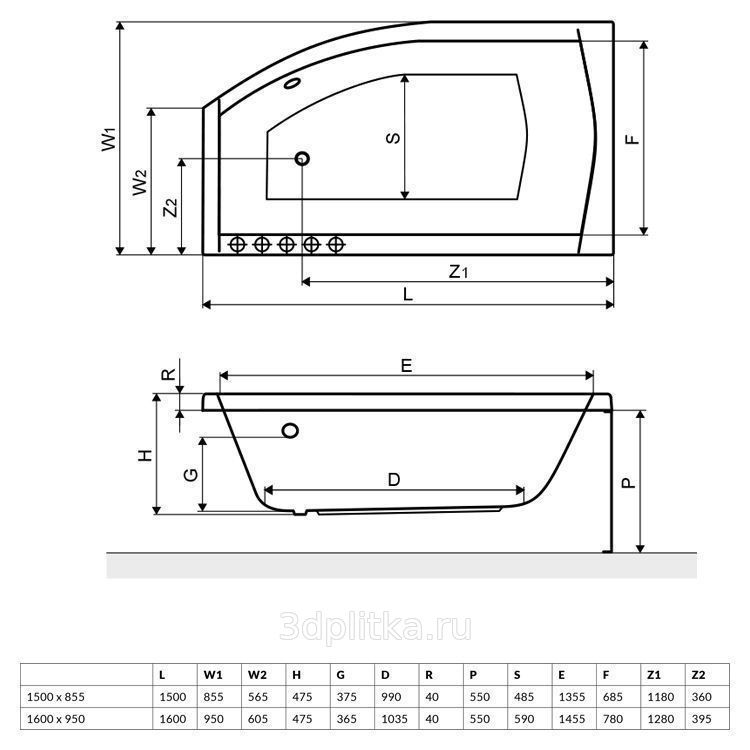 Акриловая ванна Excellent Magnus WAEX.MGP16WH 160x95 R фото 2