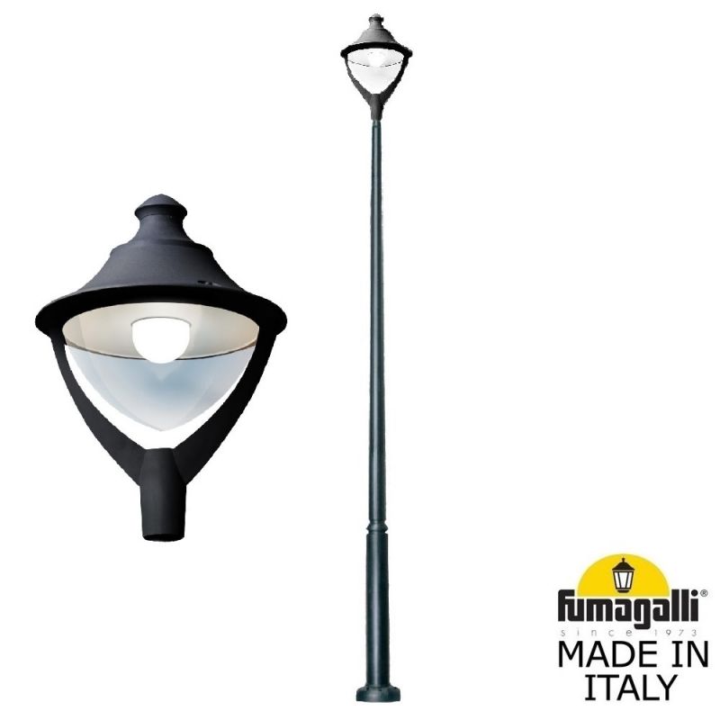 Парковый фонарь  Fumagalli BEPPE черный, прозрачный P50.372.000.AXH27