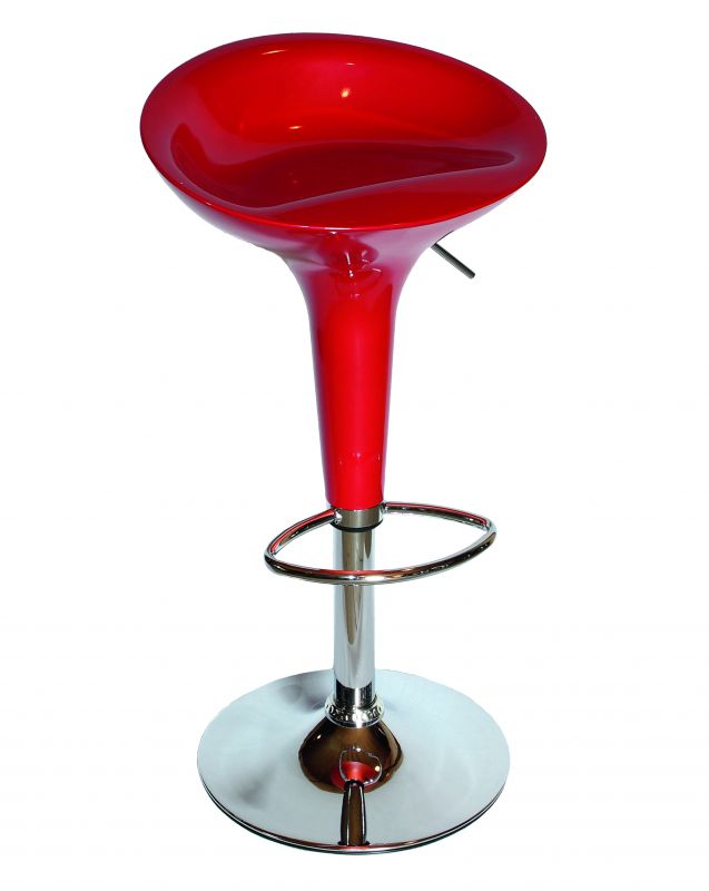 Барный стул Dobrin 1004-LM BOMBA, цвет сиденья красный, цвет основания хром
