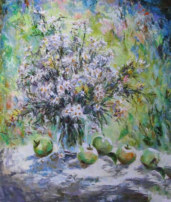 Картина "Ромашки и яблоки" Светлана Круглова