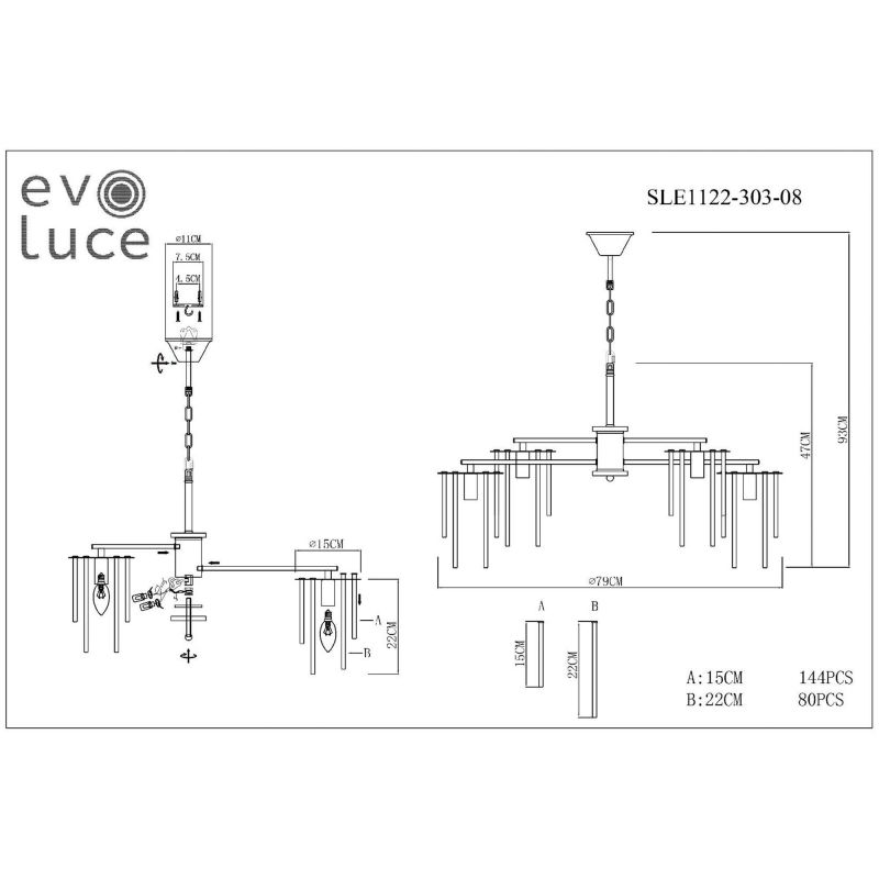 Люстра подвесная EVOLUCE LYNDEN SLE1122-303-08