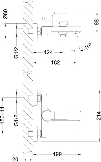 Смеситель для ванны Lemark LM0614C