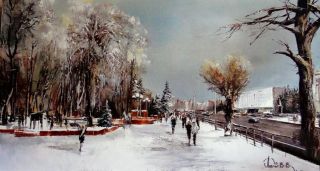 Картина "Вид на Кузнецкий парк. Зима" Леднев Александр