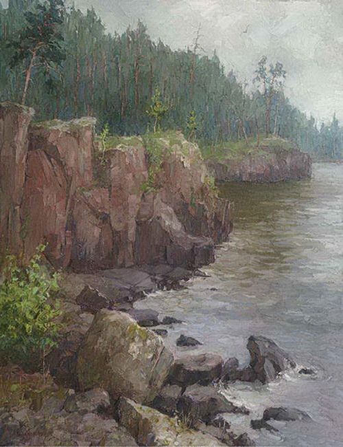 Картина "Суровый крепкий остров-храм" Вилков Андрей