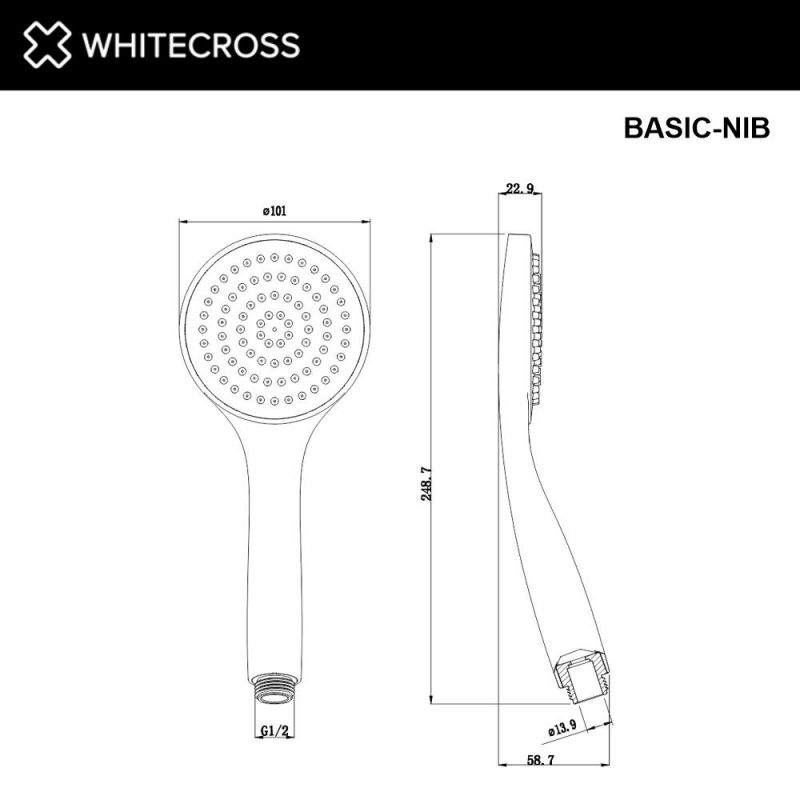 Душевая лейка  WHITECROSS BASIC-NIB, брашированный никель