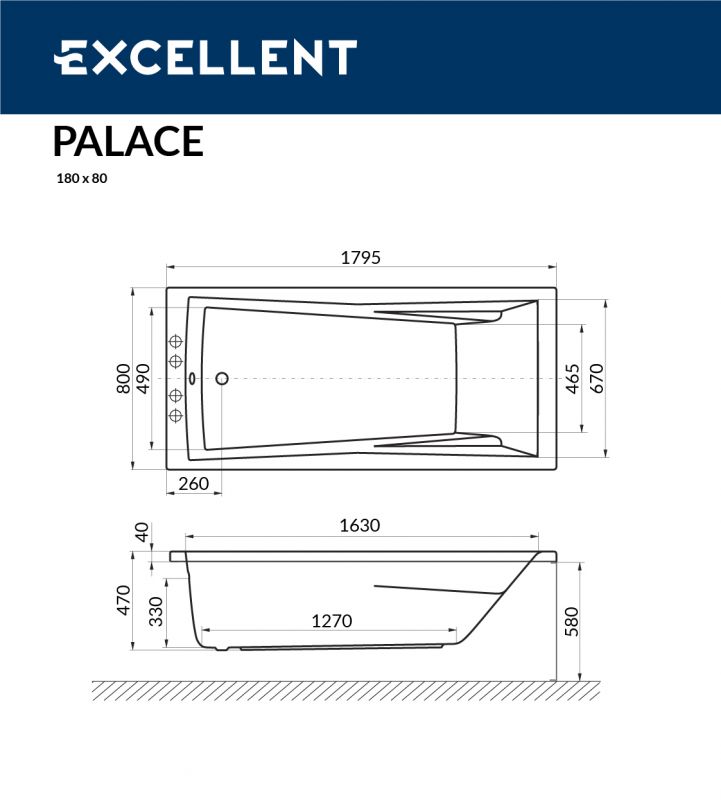 Акриловая ванна Excellent Palace WAEX.PAL18WH 180x80 фото 3