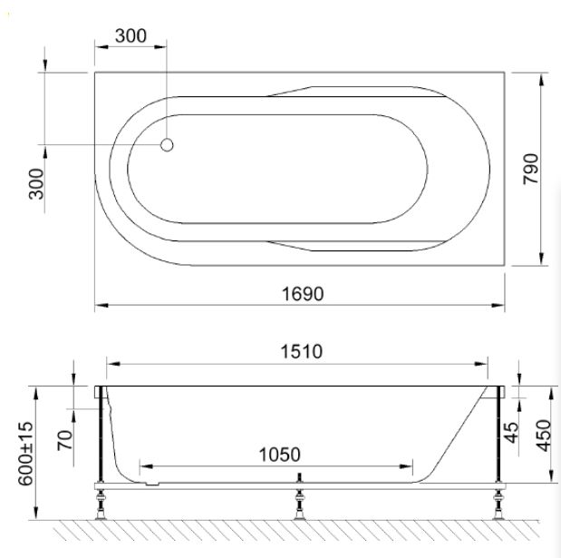 Акриловая ванна Royal Bath Azur RB614203R 170x80 R