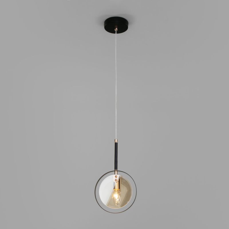 Подвесной светильник со стеклянным плафоном Eurosvet Gallo 50121/1 золото, черный