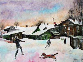 Картина "На Пролетарской улице, зимой" Питаев Валерий
