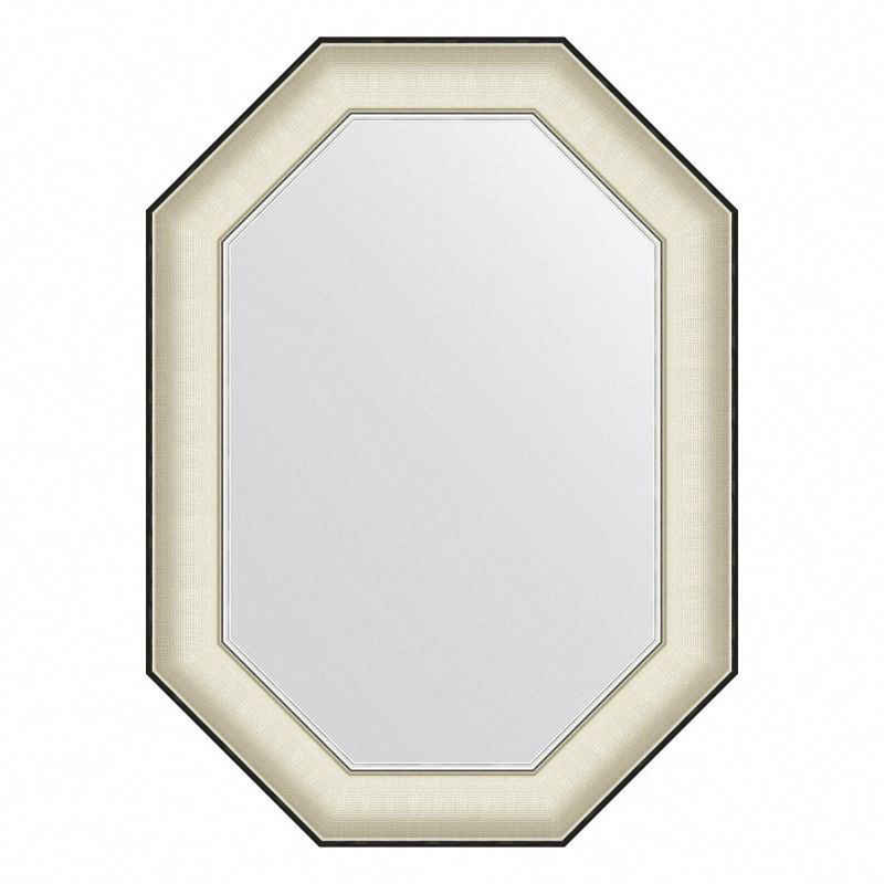 Зеркало настенное Evoform Octagon в багетной раме белая кожа с хромом, 54х74 см, BY 7442