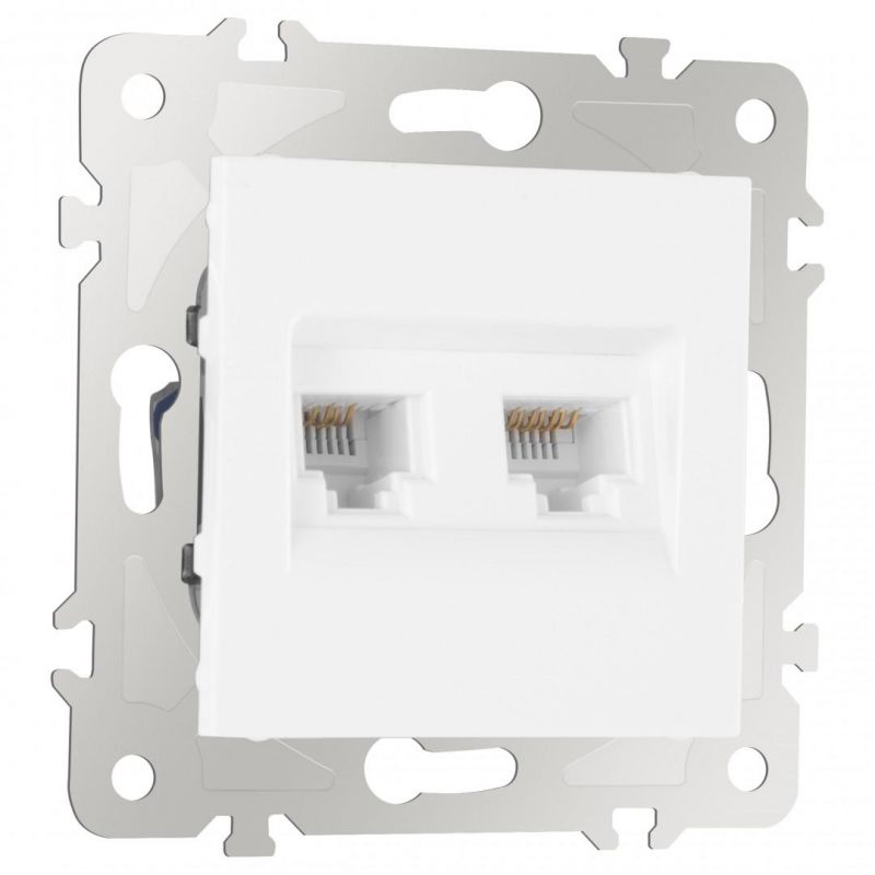 Розетка телефонная RJ11 + интернет RJ45 203.44-1.white Arte Milano