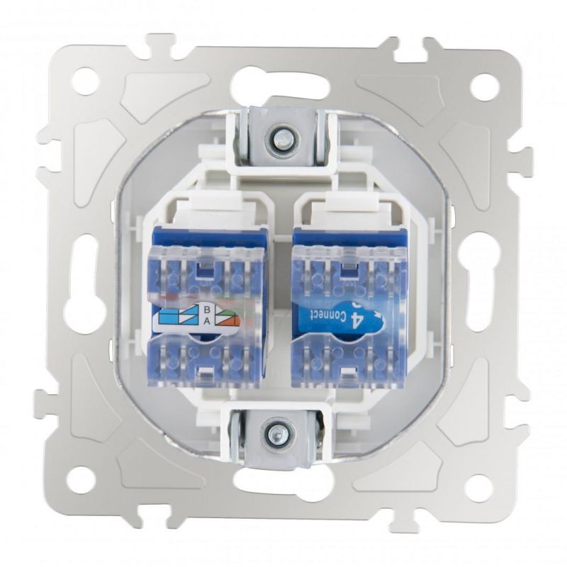 Розетка телефонная RJ11 + интернет RJ45 203.44-1.white Arte Milano