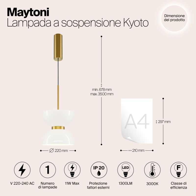 Подвесной светильник Maytoni Kyoto 220-240V 11W IP20 3000K MOD178PL-L11G3K фото 11