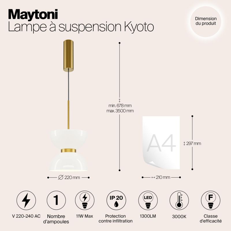 Подвесной светильник Maytoni Kyoto 220-240V 11W IP20 3000K MOD178PL-L11G3K фото 12