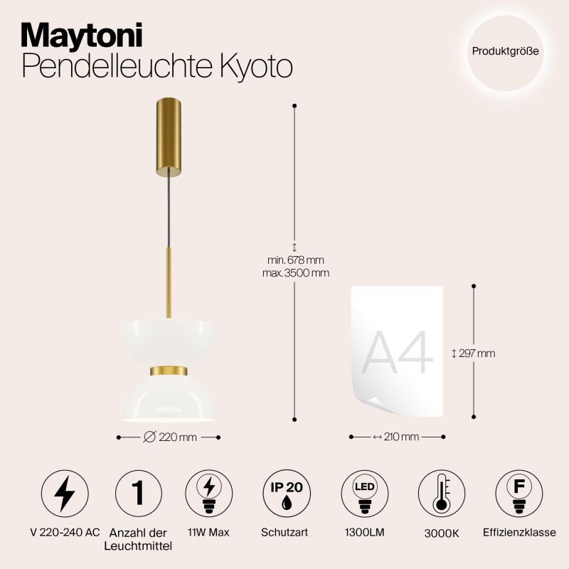 Подвесной светильник Maytoni Kyoto 220-240V 11W IP20 3000K MOD178PL-L11G3K фото 4