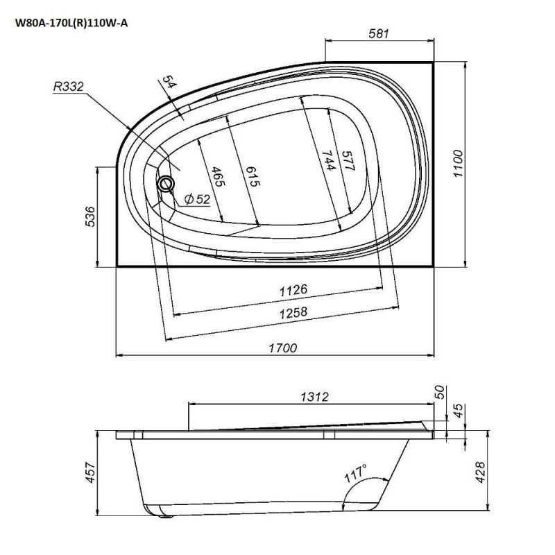 Акриловая ванна AM.PM Like W80A-170L110W-A 170x110 L фото 3