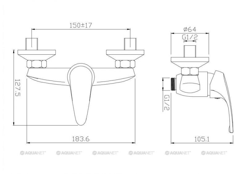 Смеситель для душа Aquanet Practic AF100-30С 00216747 фото 2
