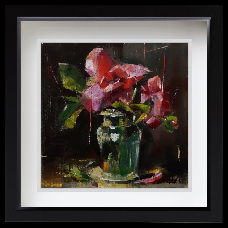 Картина "Стеклянная ваза с розами" Фёдор Лодкин