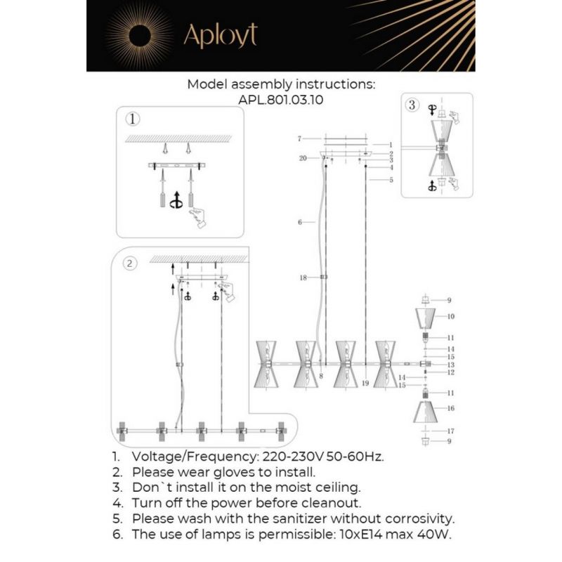 Люстра подвесная Aployt Elinor APL.801.03.10