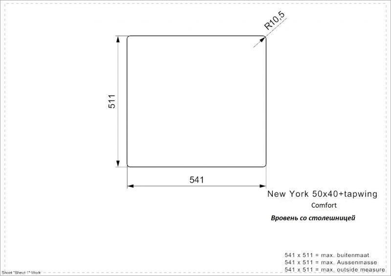 Кухонная мойка Reginox New York L 50x40 tapwing Comfort matt 44545