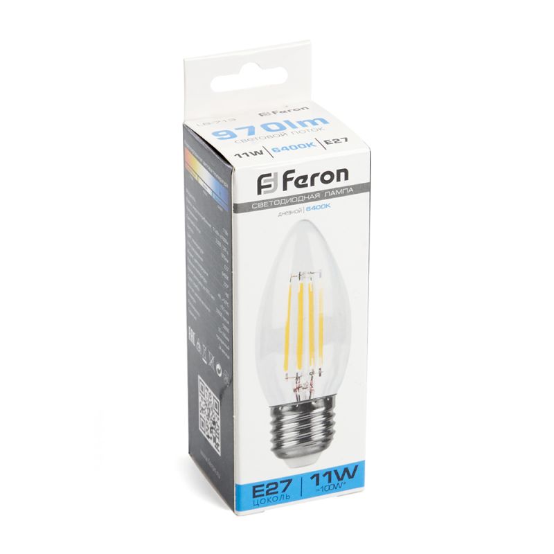 Лампа светодиодная FERON 11W E27 6400K LB-713 Свеча 38274