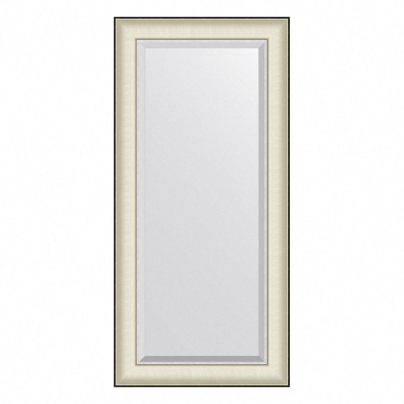 Зеркало настенное с фацетом Evoform Exclusive в багетной раме белая кожа с хромом, 54х114 см, BY 7453