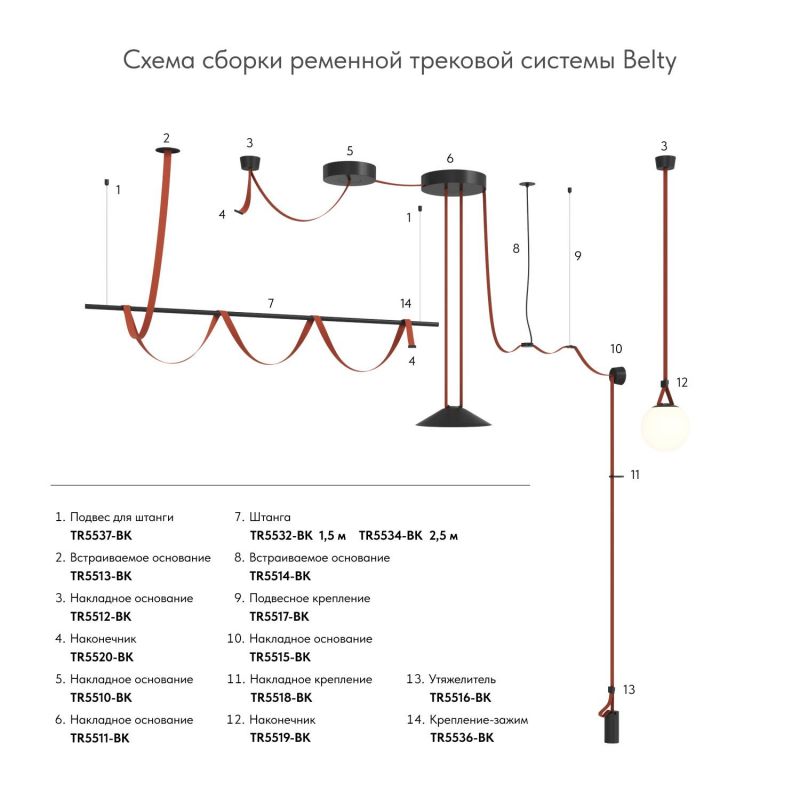 Гибкий трек-ремень Denkirs Belty Base 10м,тёмно-синий, ткань,  TR5501-DB фото 4