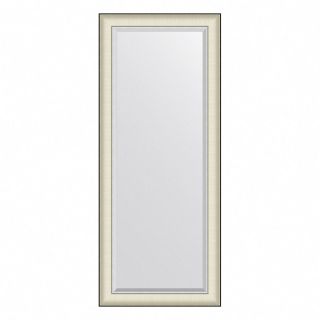 Зеркало настенное с фацетом Evoform Exclusive в багетной раме белая кожа с хромом, 64х154 см, BY 7456
