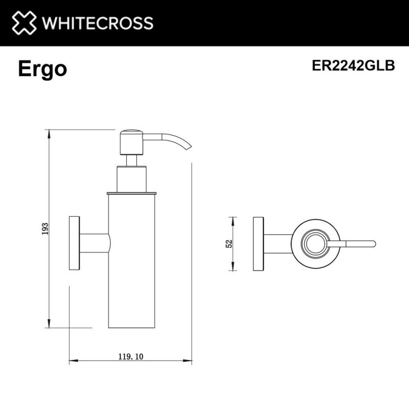 Дозатор для жидкого мыла подвесной WHITECROSS Ergo ER2242GLB, брашированное золото