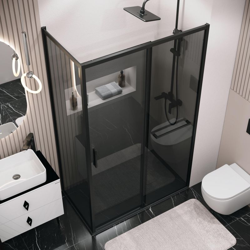 Душевой уголок Grossman Style 120.K33.05.1010.21.10, 100х100 см, профиль черный матовый, стекло тонированное фото 4