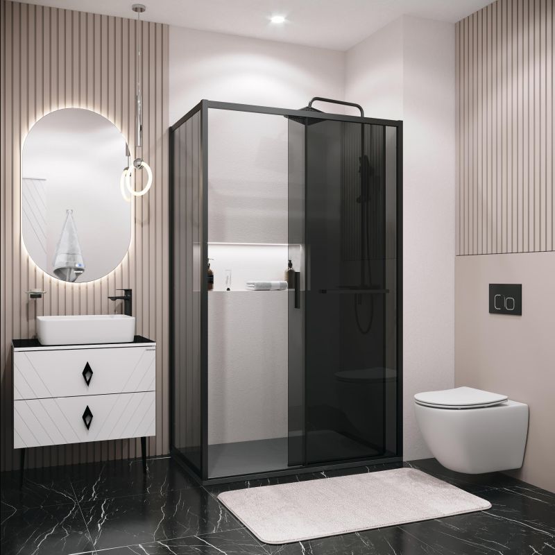 Душевой уголок Grossman Style 120.K33.05.1010.21.10, 100х100 см, профиль черный матовый, стекло тонированное фото 5