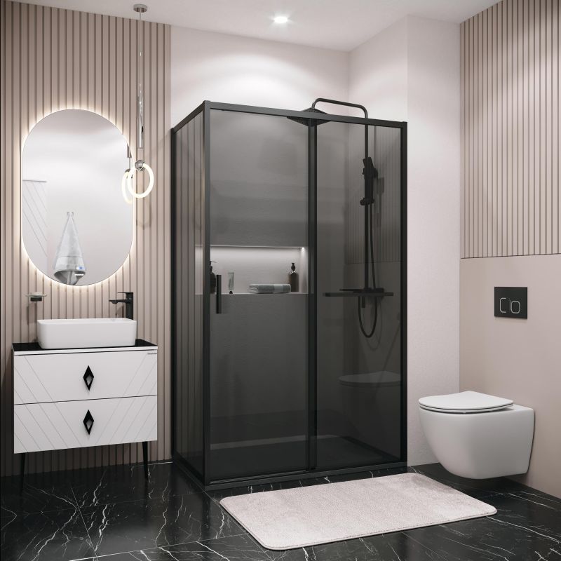 Душевой уголок Grossman Style 120.K33.05.1010.21.10, 100х100 см, профиль черный матовый, стекло тонированное фото 6