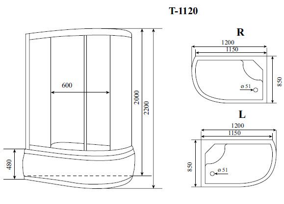 Душевая кабина Timo-S Standart T-5520 L 120x85