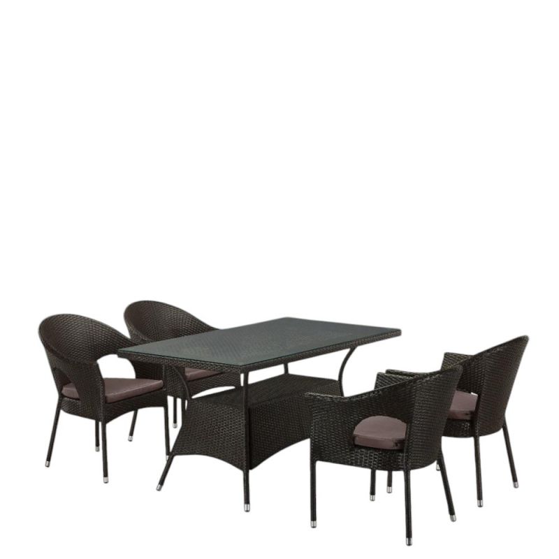 Обеденный комплект плетеной мебели Afina T198A/Y79A-W53 4 Pcs Brown фото 1