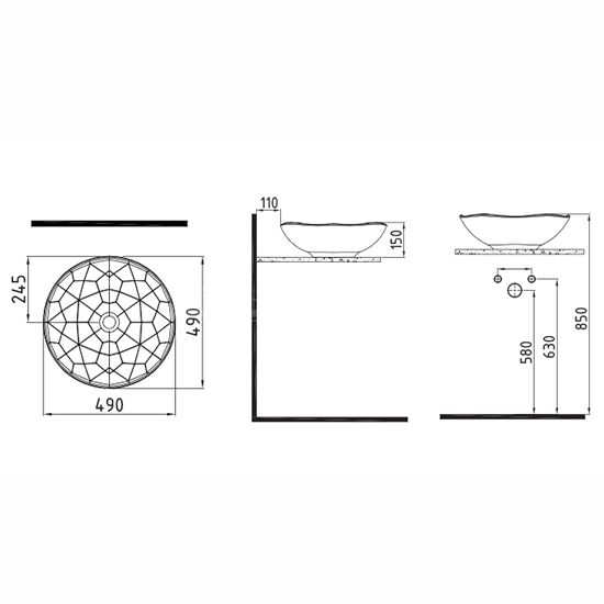 Раковина на столешницу Bien Pent 49x49x15 PNLG04901FD0W3000