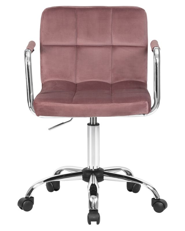 Офисное кресло Dobrin 9400-LM TERRY, цвет сиденья пудрово-розовый велюр (MJ9-32), цвет основания хромированная сталь
