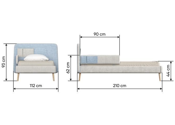 Кровать подростковая Ellipsefurniture Soft (бежевый/голубой) 90*200 см KD010102010101