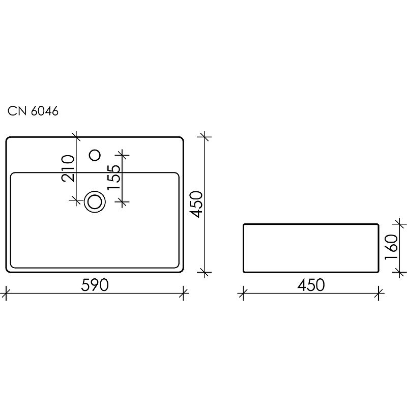 Раковина накладная Ceramica Nova ELEMENT CN6046 59 см.