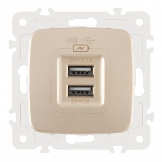 Розетка USB 2.1А+1А 205.46-1.shampan Arte Milano