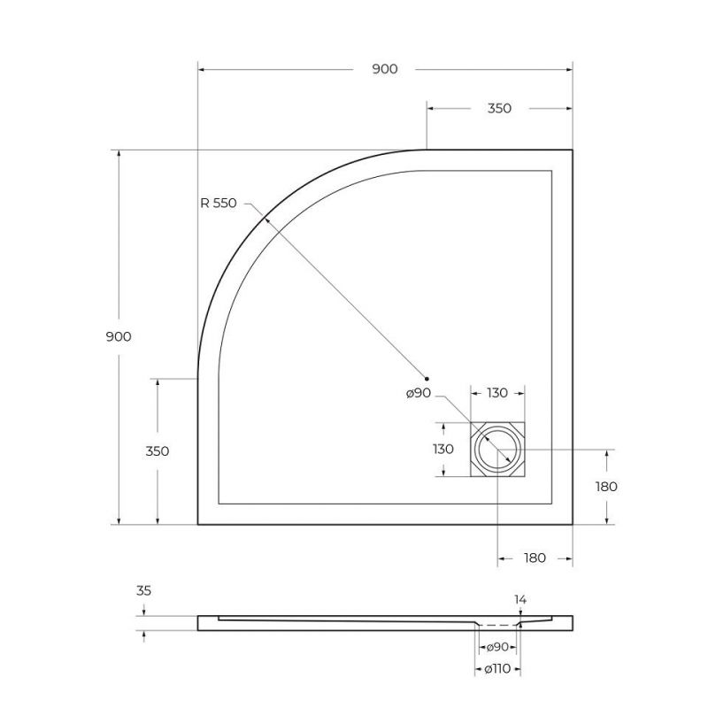 Душевой поддон BelBagno UNO TRAY-MR-UNO-R-90-550-35-NERO-CR, 90х90 см, черный матовый фото 3