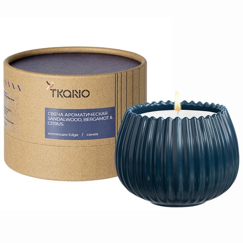 Свеча ароматическая sandalwood, bergamot & citrus из коллекции edge, синий, 30 ч Tkano BD-3043160 фото 1