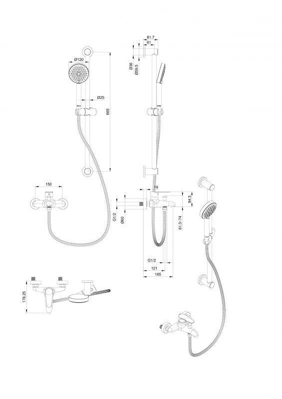 Смеситель для ванны WONZON & WOGHAND WW-AE3205-CR с душевым гарнитуром, Хром фото 2